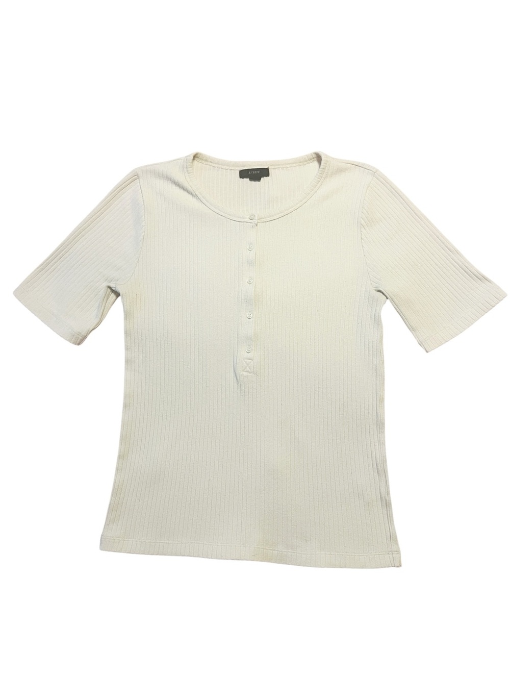 J. Crew Short-Sleeve Ribbed Knit Henley Top - Off-White